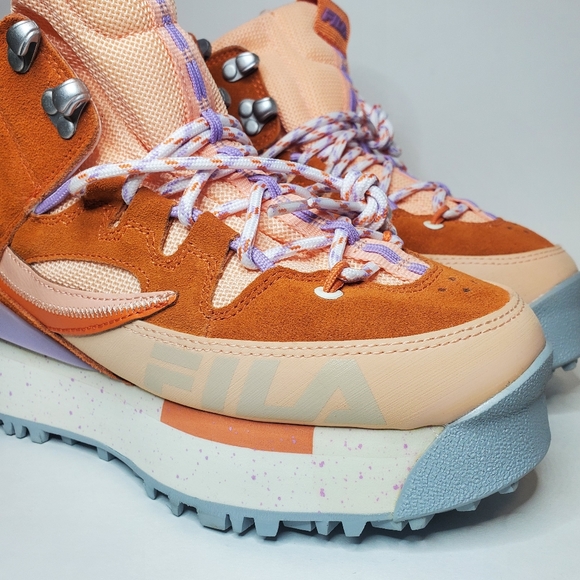 🔥  New 🔥  Fila Renno Multi Trekking Orange Suede Platform Sneakers - Picture 7 of 9